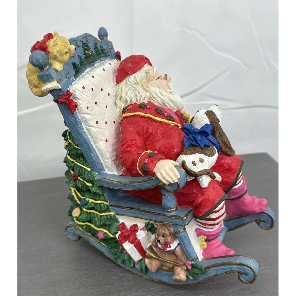 Rocking Chair Musical Wind Up Sleeping Santa Ceramic Rocker Christmas Music Box‎